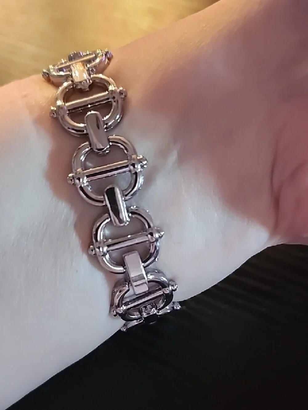 Women's Silver-Tone Bracelet Watch with Green Dial
